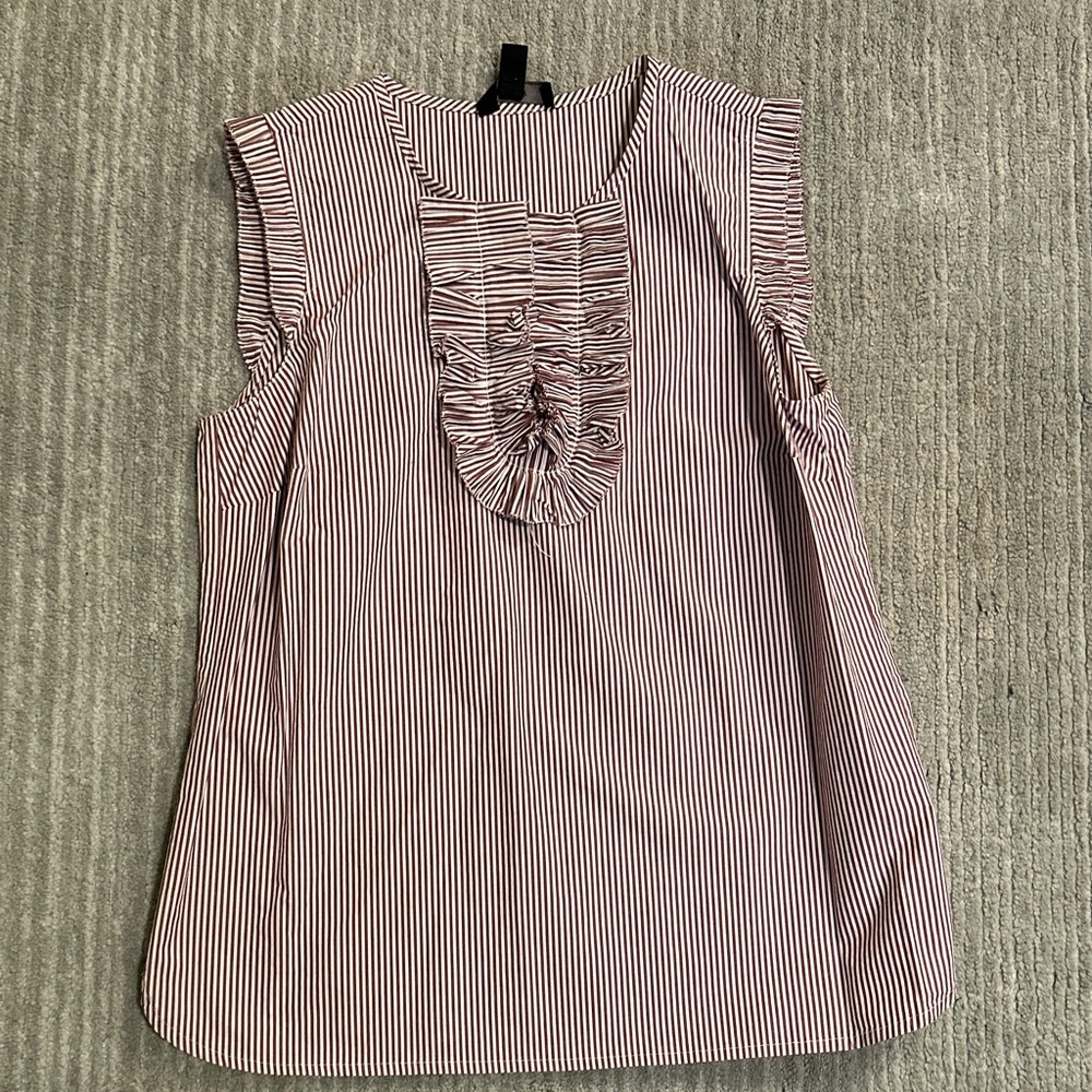 J. Crew Red and White Striped Blouse
